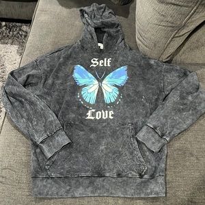 Acid wash self love hoodie sz M